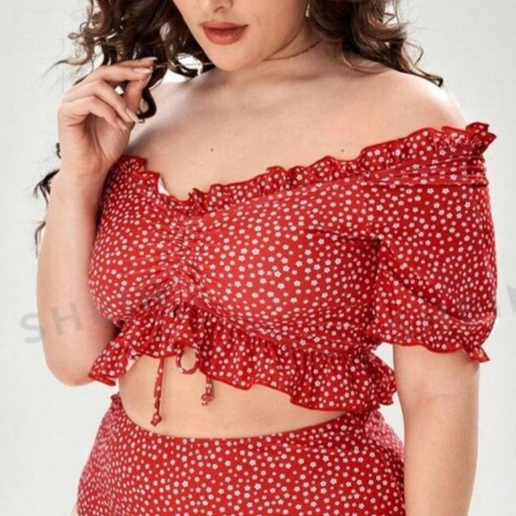 Shein red polka dot 2 piece swim suit - Picture 9 of 9